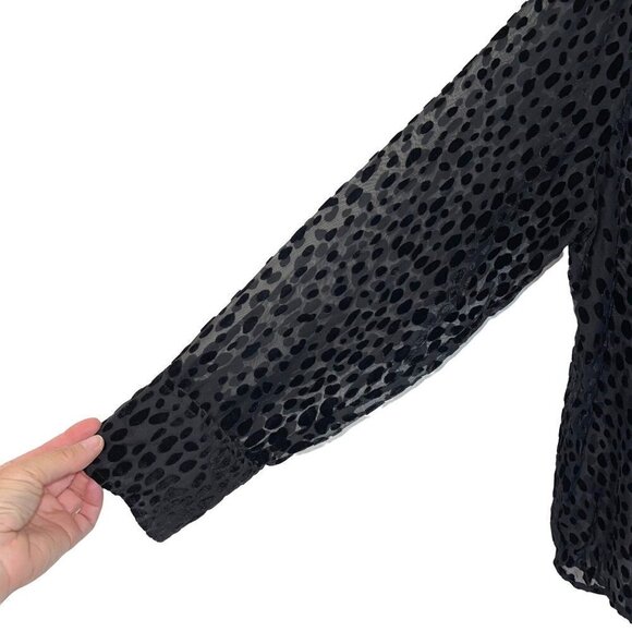 Good American Sheer Bliss Velvet Burnout Blouse Womens Size 6 Relaxed Fit Black - Picture 3 of 11